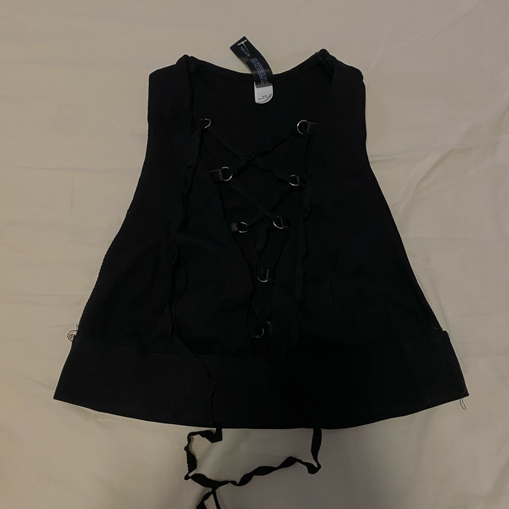 Bebe Black Strappy Lace-Up Bra Top